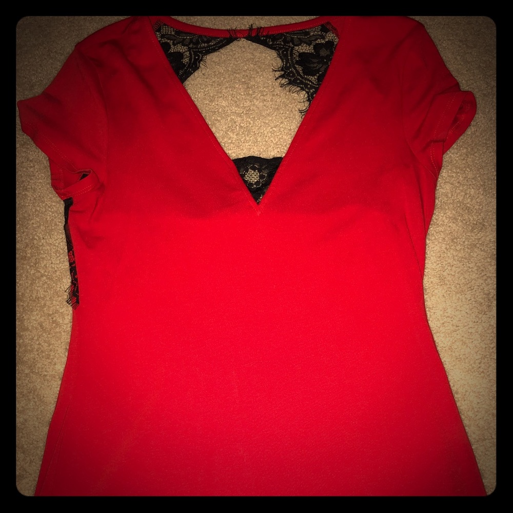 Red Cap Sleeve- Lace Detailing front and back